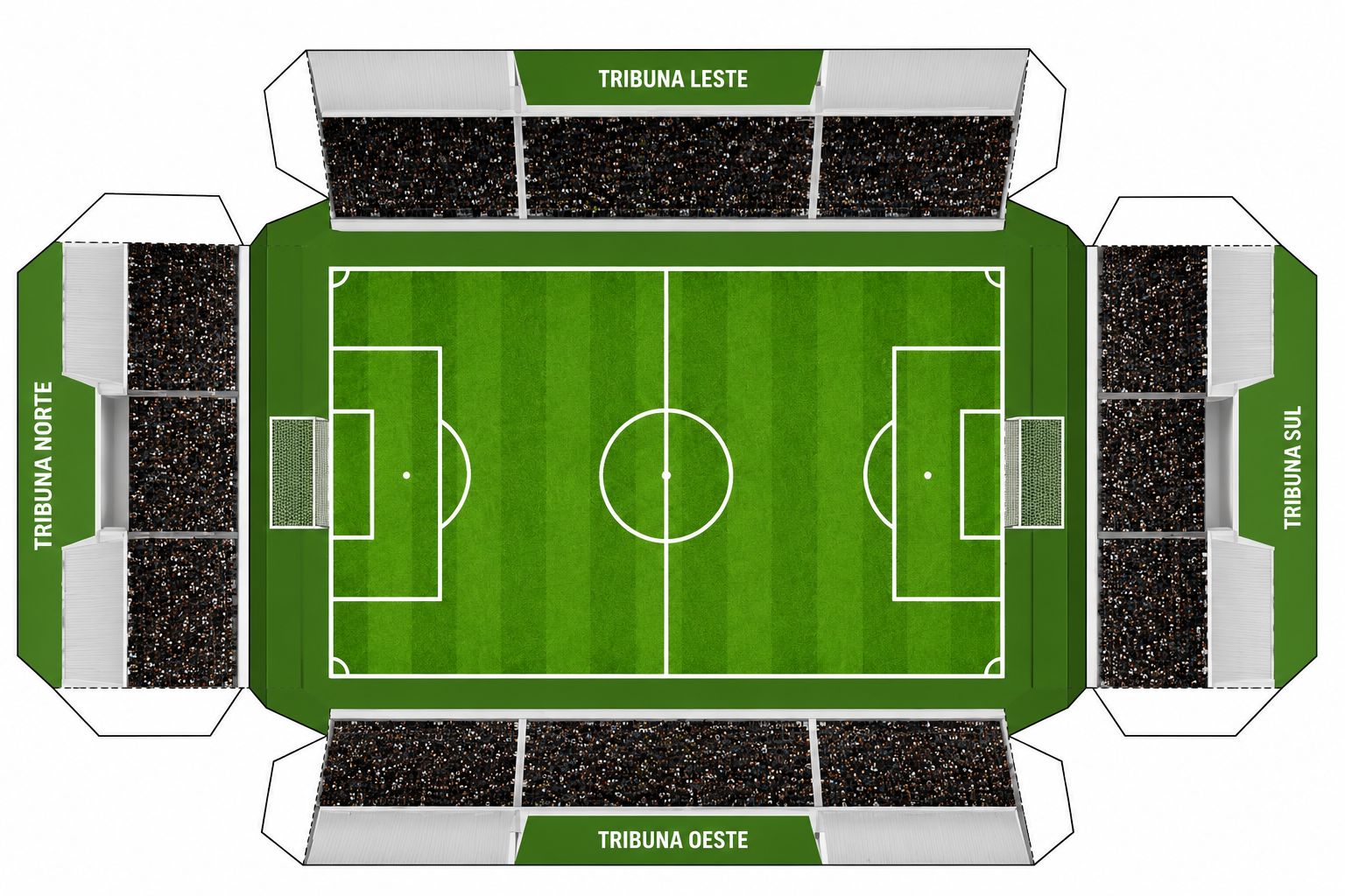 Molde do mini estádio de papercraft pronto para imprimir e montar